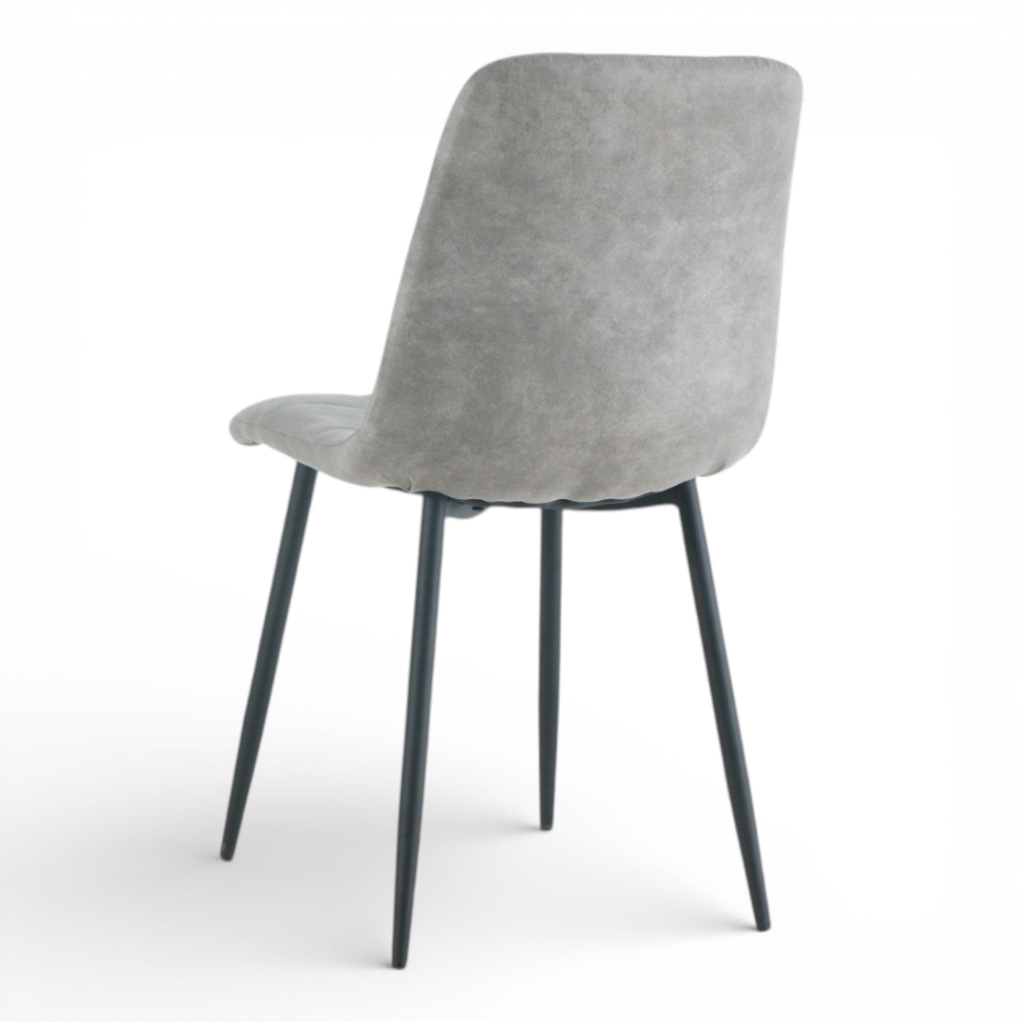 4 chaises tissu gris cowboy pieds métal noir - CLEO