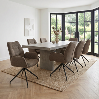 Lot de 2 chaises pivotantes tissu maille 3D marron - CARILO