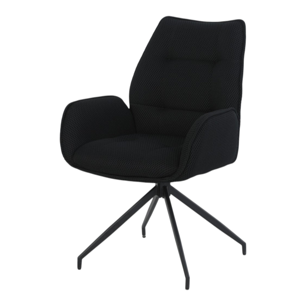 2 chaises pivotantes tissu maille 3D noir - CARILO