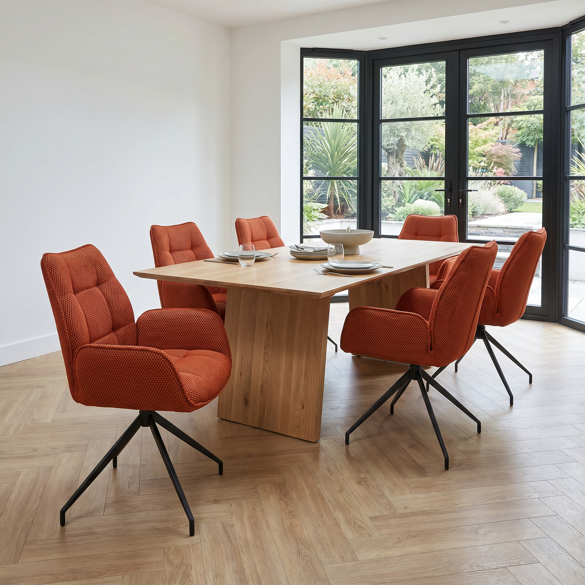 2 chaises pivotantes tissu maille 3D orange - CARILO