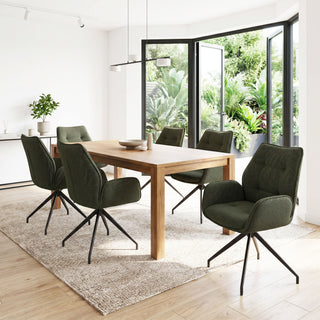 Lot de 2 chaises pivotantes tissu maille 3D vert - CARILO