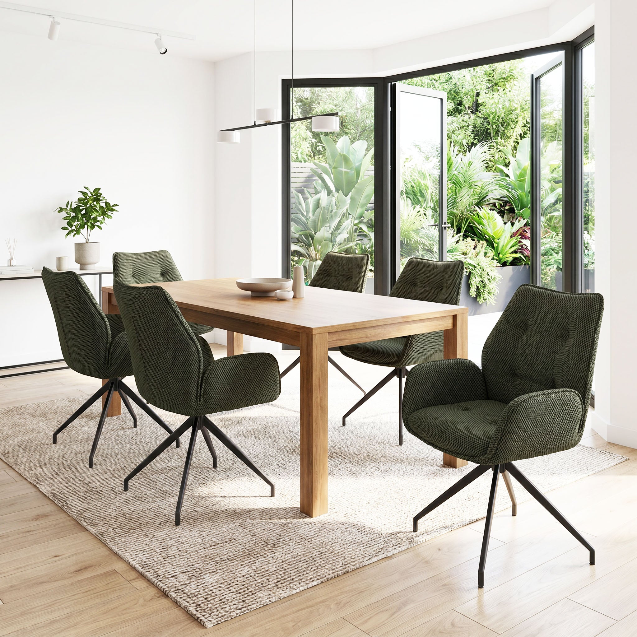 2 chaises pivotantes tissu maille 3D vert - CARILO