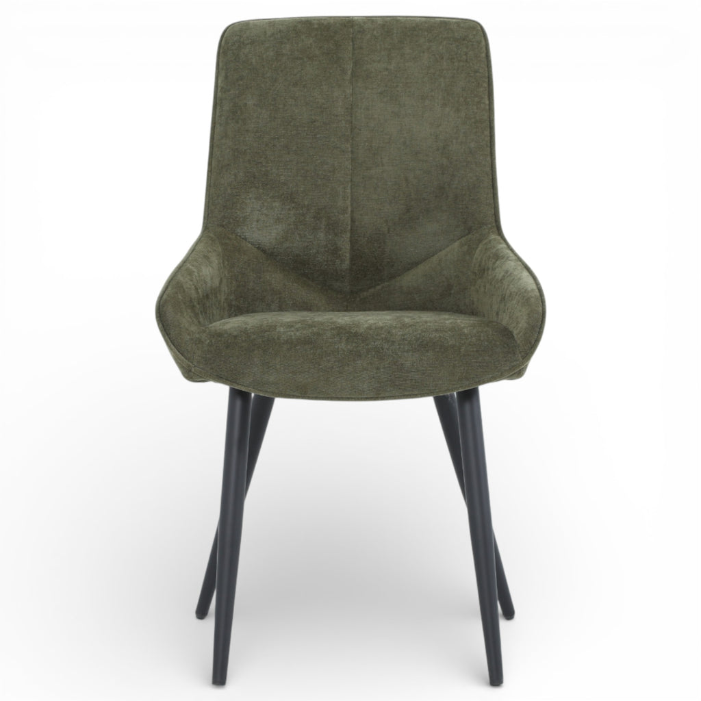 2 chaises tissu vert pieds métal - BJORN