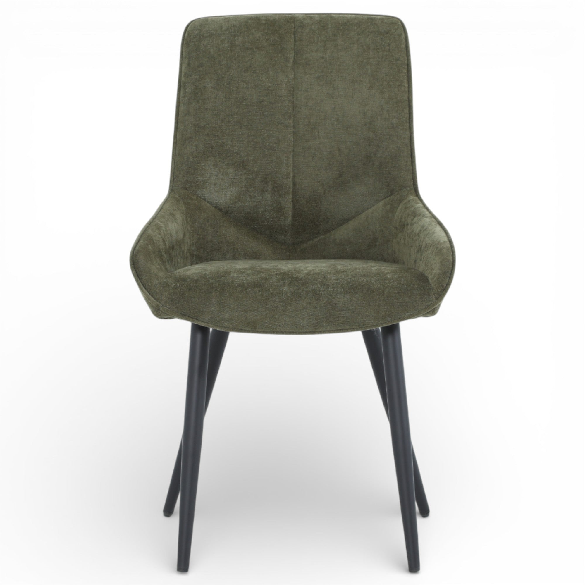 2 chaises tissu vert pieds métal - BJORN