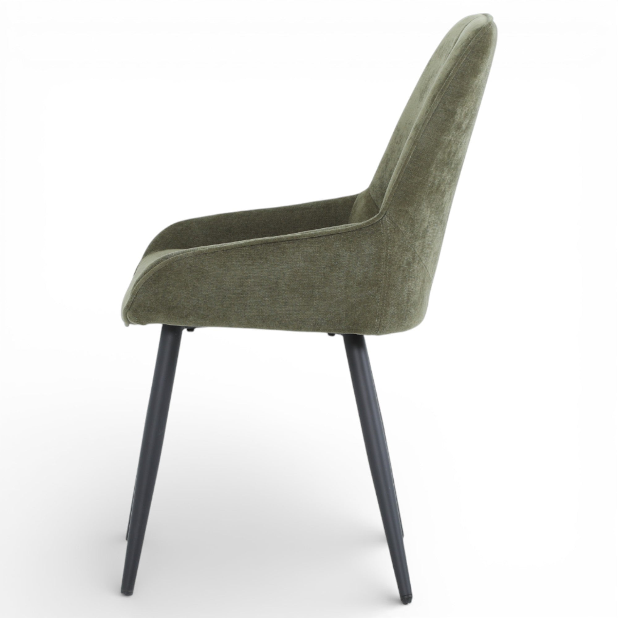 2 chaises tissu vert pieds métal - BJORN