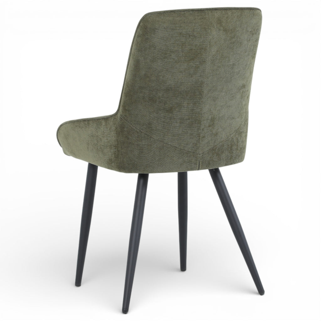 2 chaises tissu vert pieds métal - BJORN