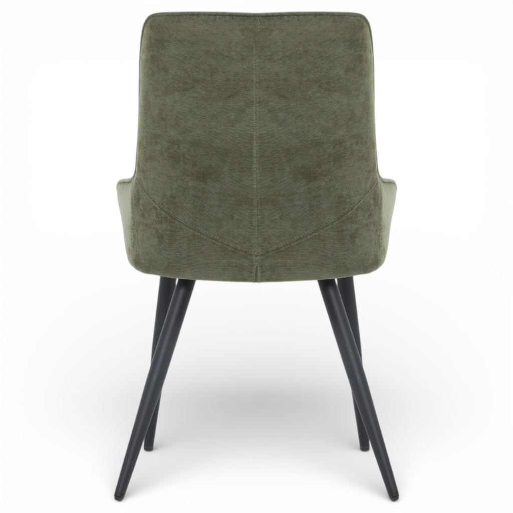 2 chaises tissu vert pieds métal - BJORN