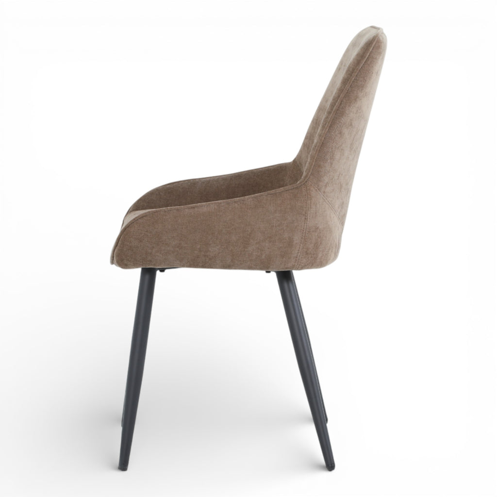 2 chaises tissu marron pieds métal - BJORN