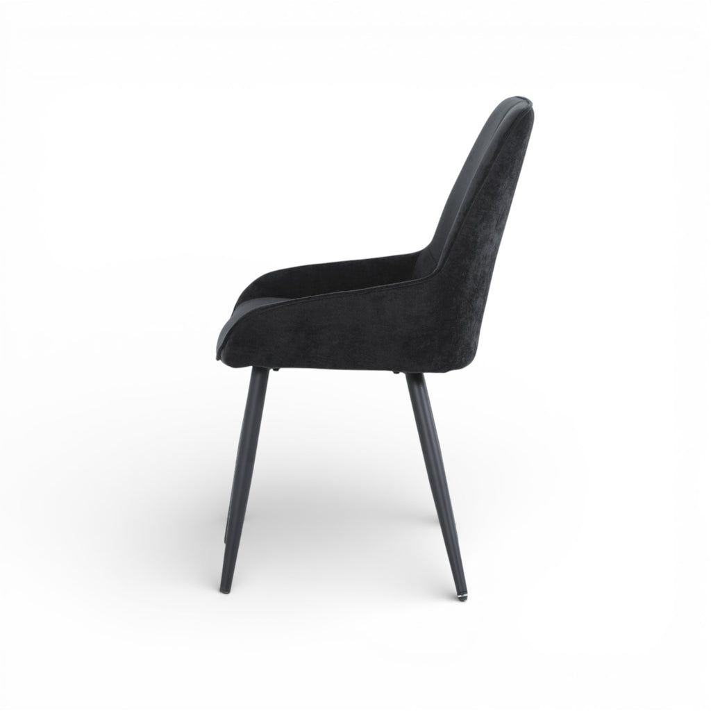 2 chaises tissu noir pieds métal - BJORN