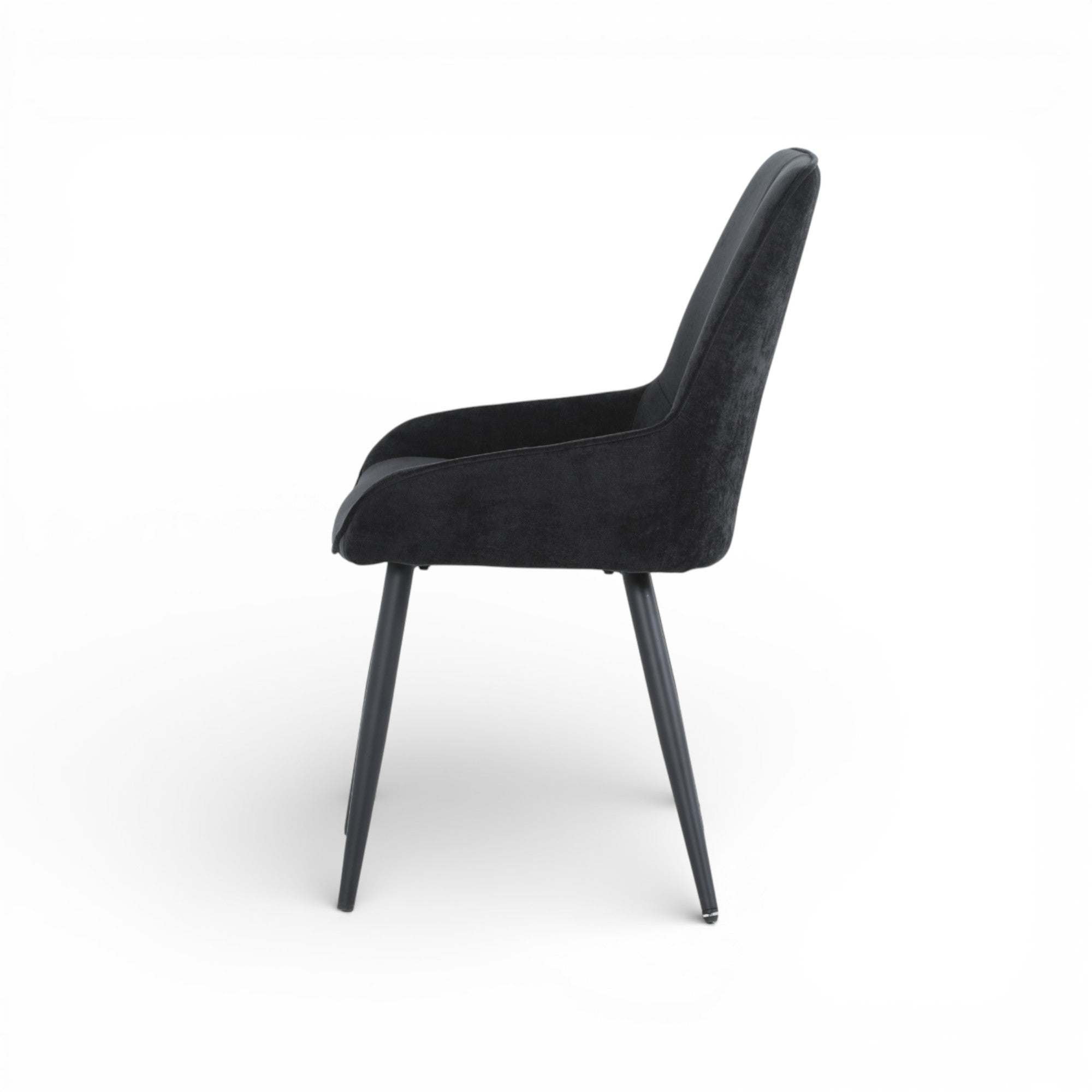 2 chaises tissu noir pieds métal - BJORN