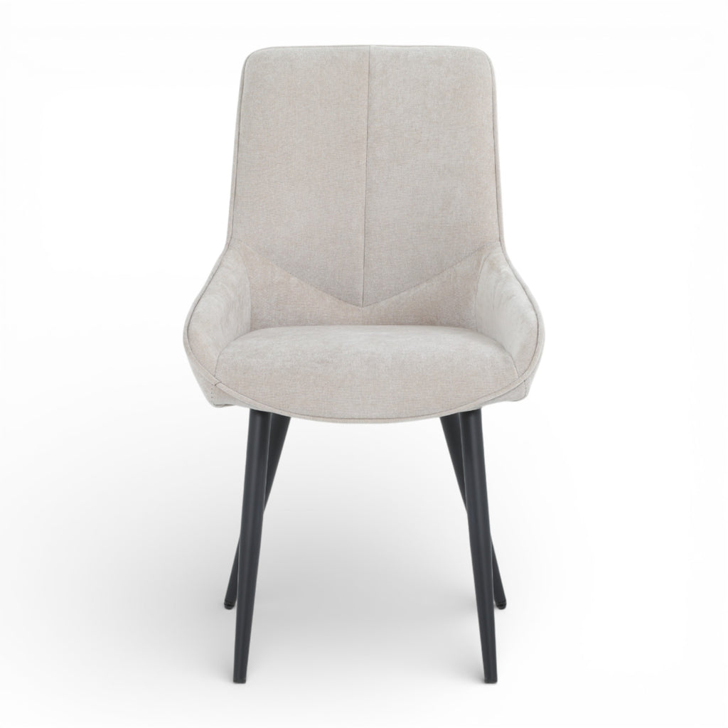 2 chaises tissu beige pieds métal - BJORN