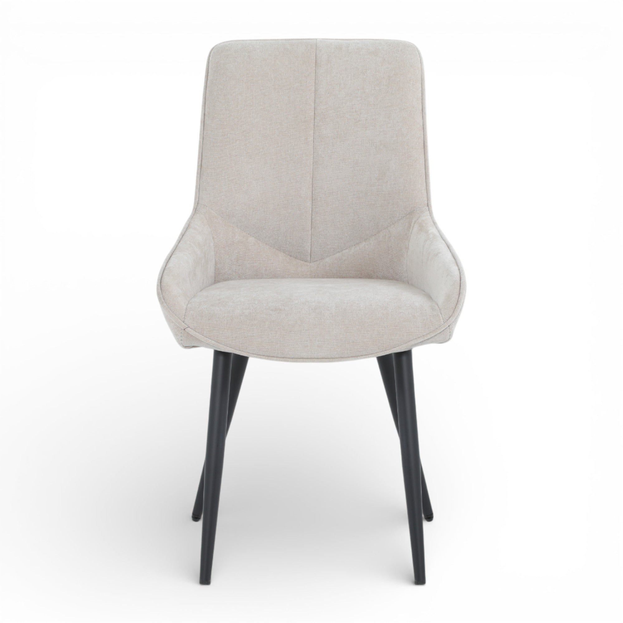2 chaises tissu beige pieds métal - BJORN