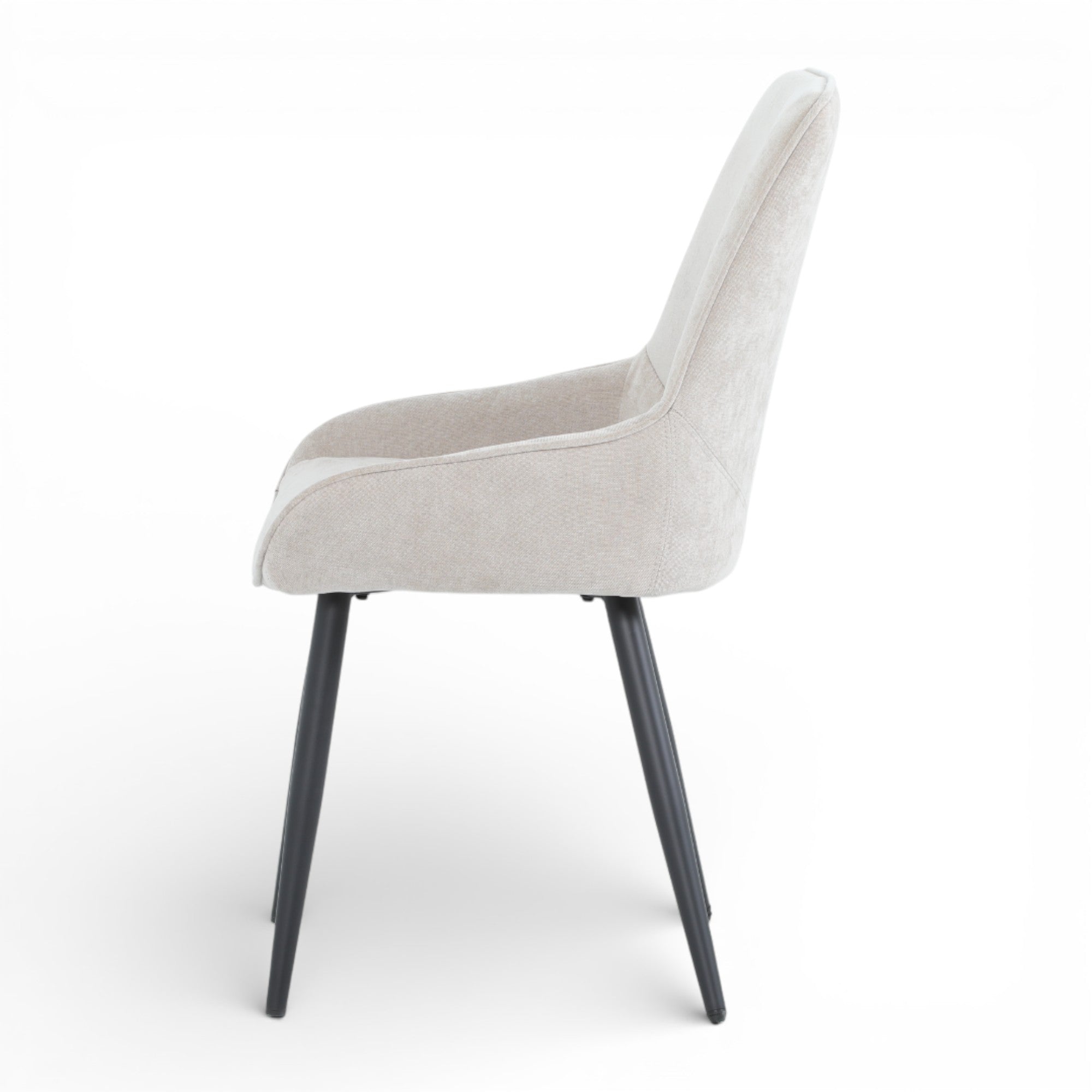 2 chaises tissu beige pieds métal - BJORN
