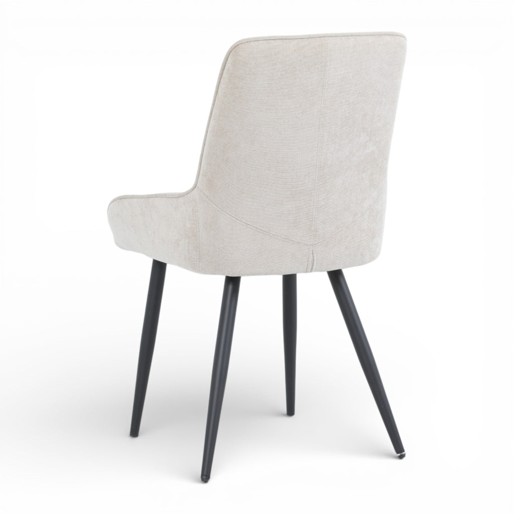 2 chaises tissu beige pieds métal - BJORN