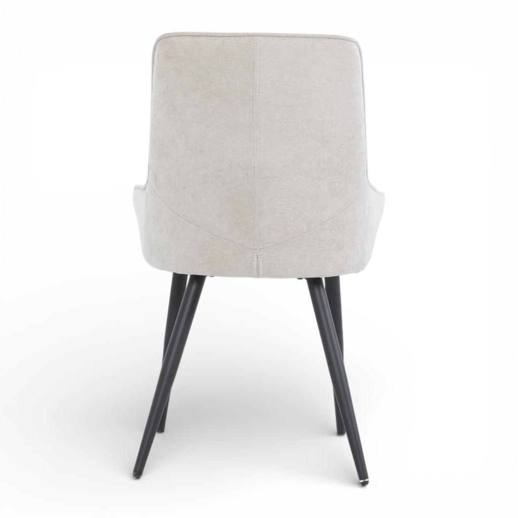 2 chaises tissu beige pieds métal - BJORN