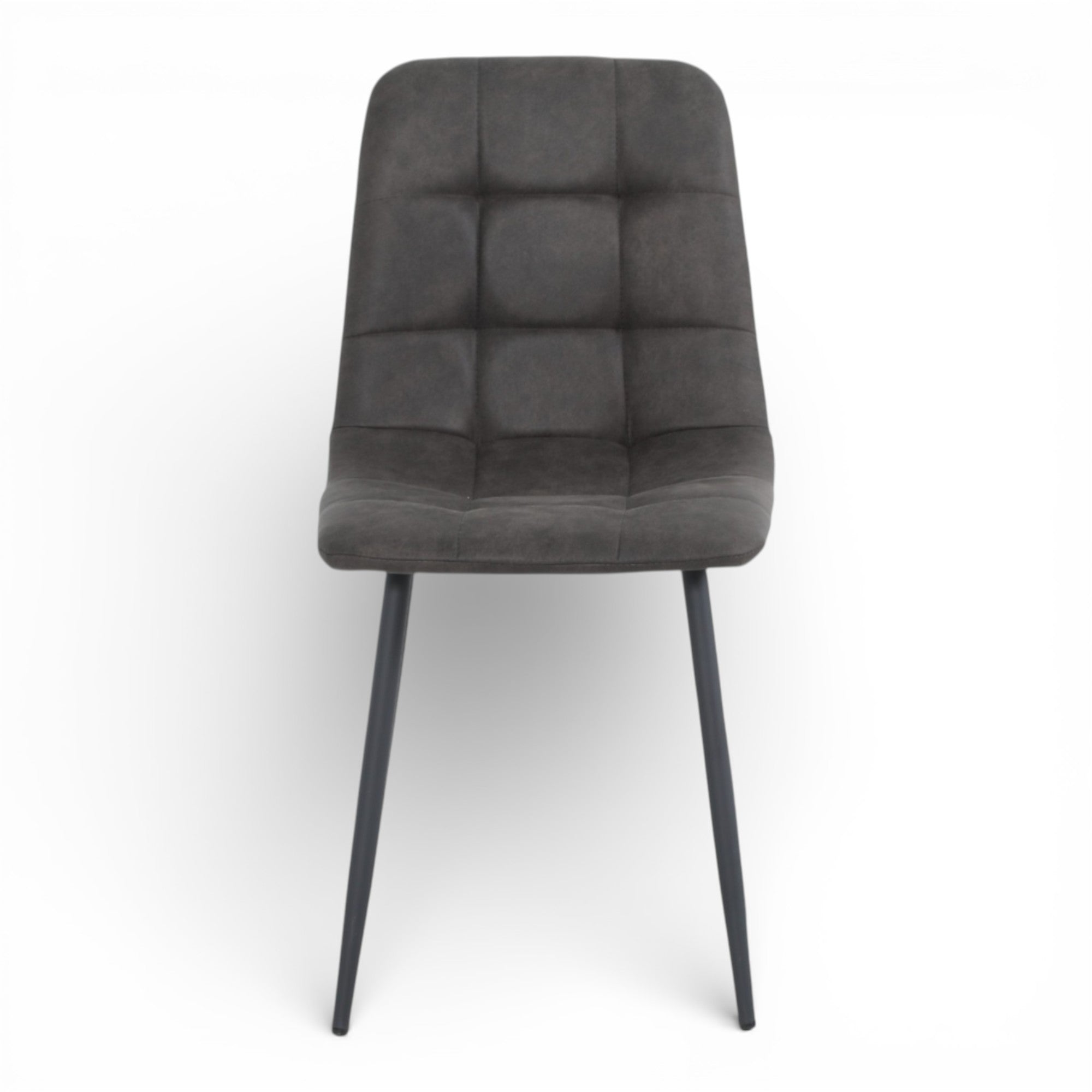 4 chaises tissu anthracite cowboy pieds métal noir - CLEO