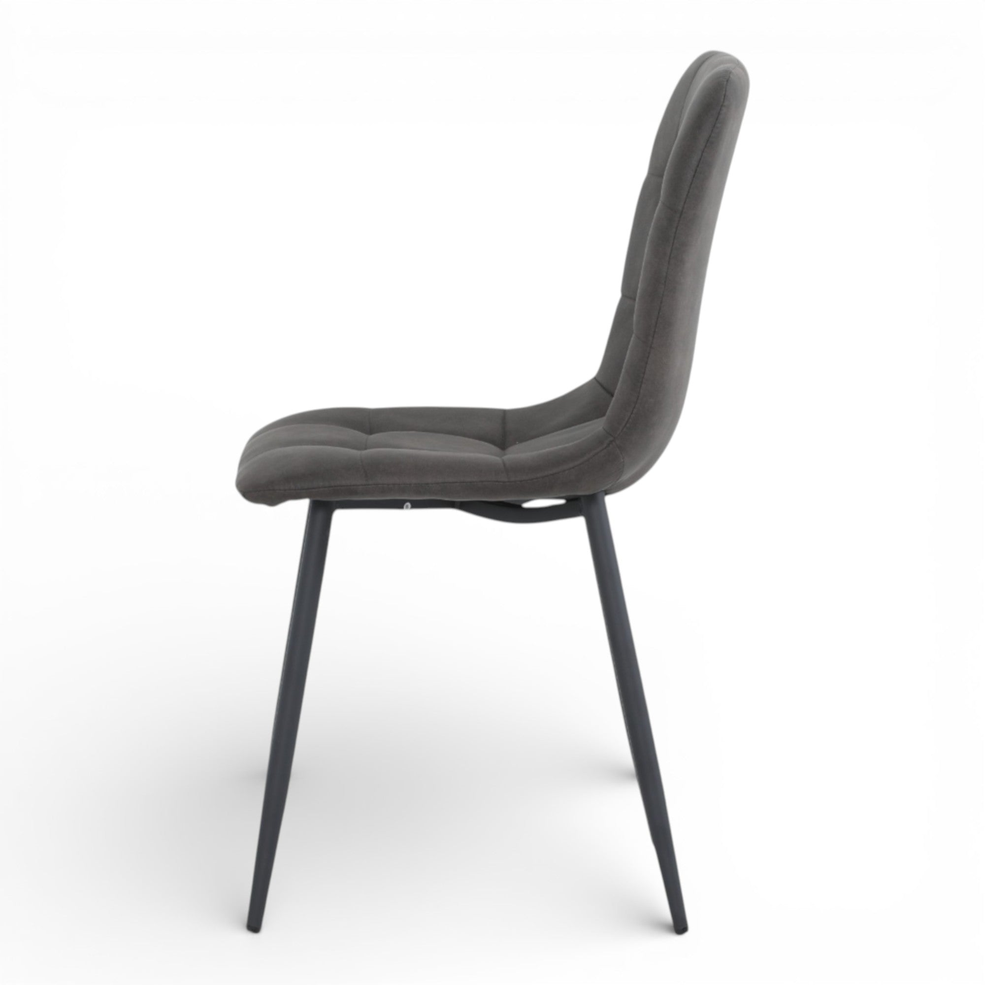 4 chaises tissu anthracite cowboy pieds métal noir - CLEO