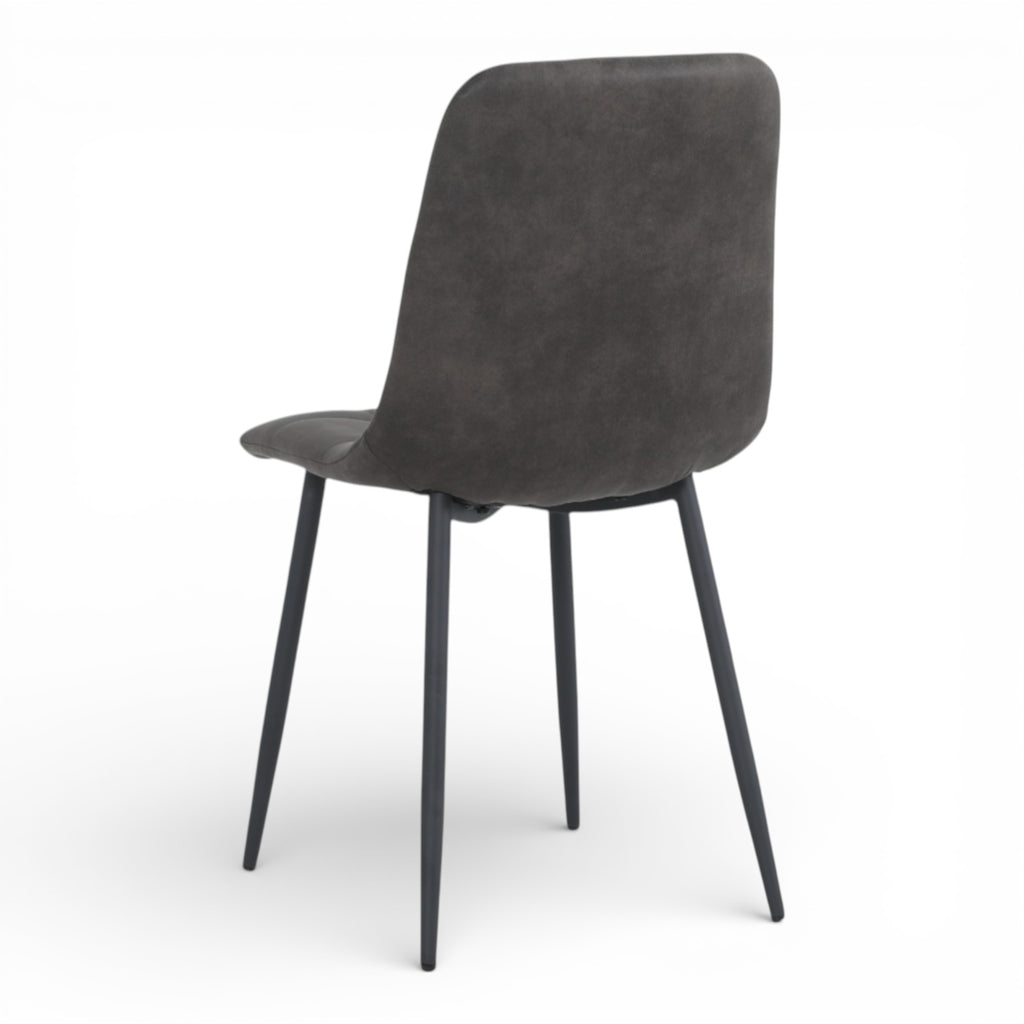 4 chaises tissu anthracite cowboy pieds métal noir - CLEO