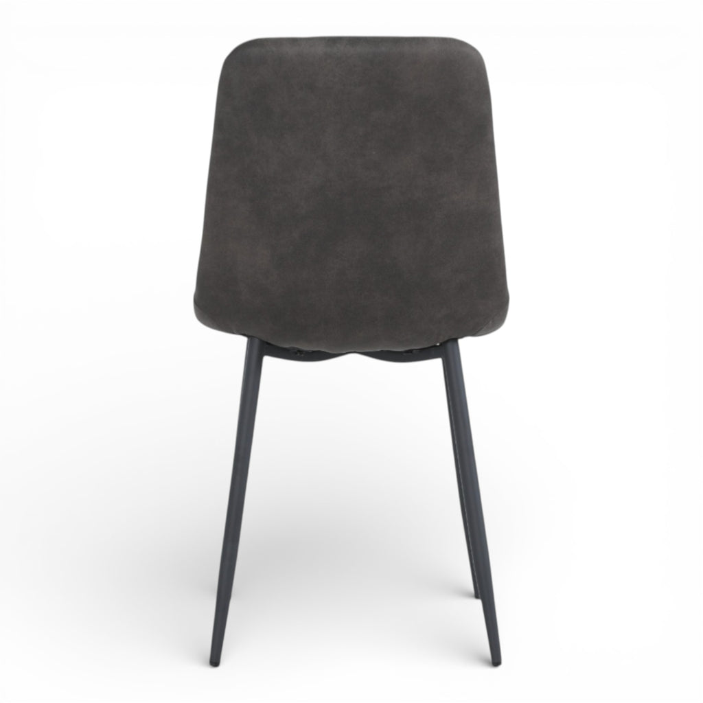 4 chaises tissu anthracite cowboy pieds métal noir - CLEO