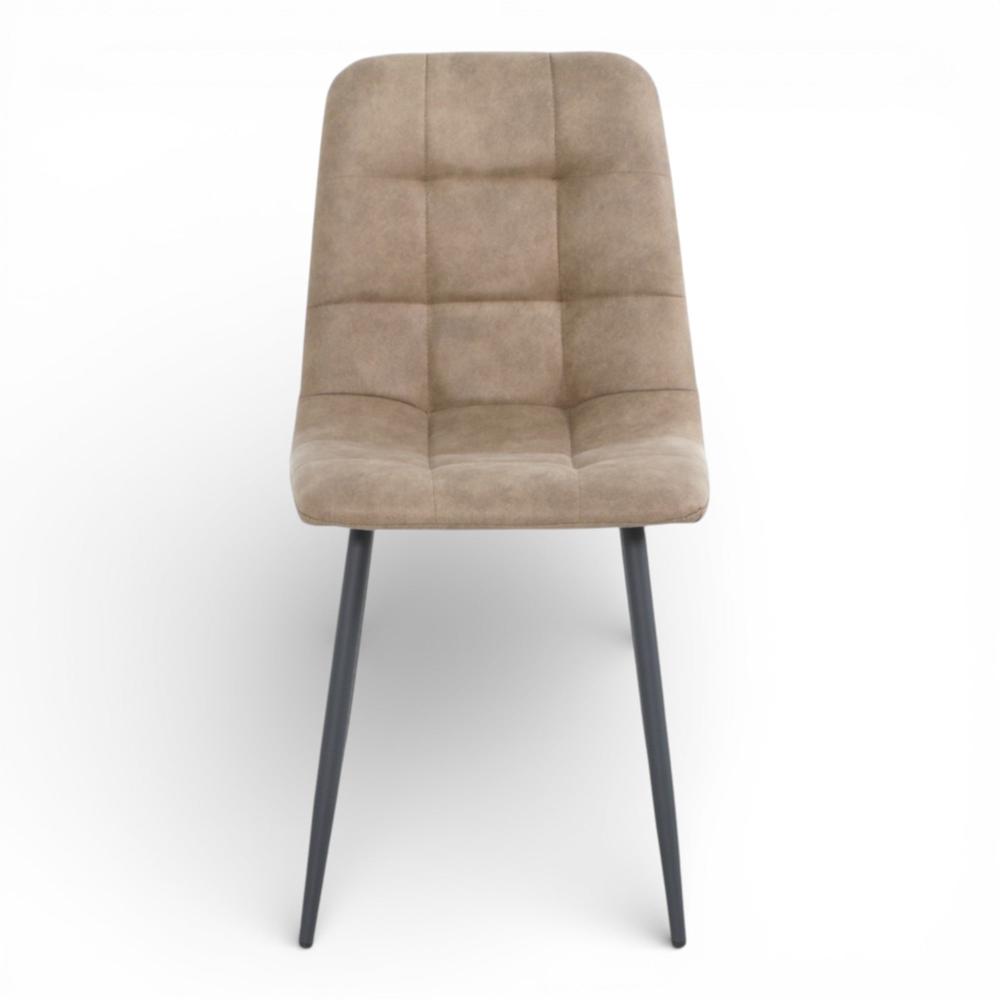 4 chaises tissu beige cowboy pieds métal noir - CLEO