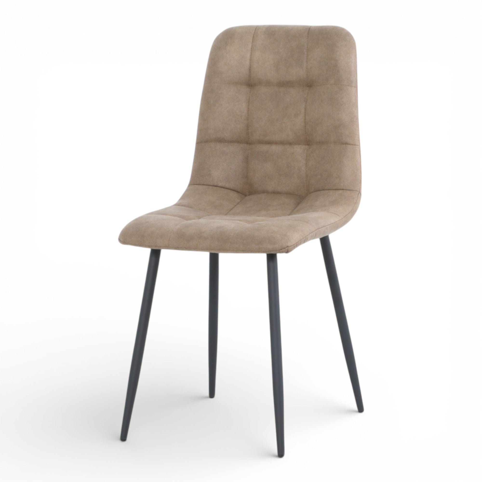 4 chaises tissu beige cowboy pieds métal noir - CLEO