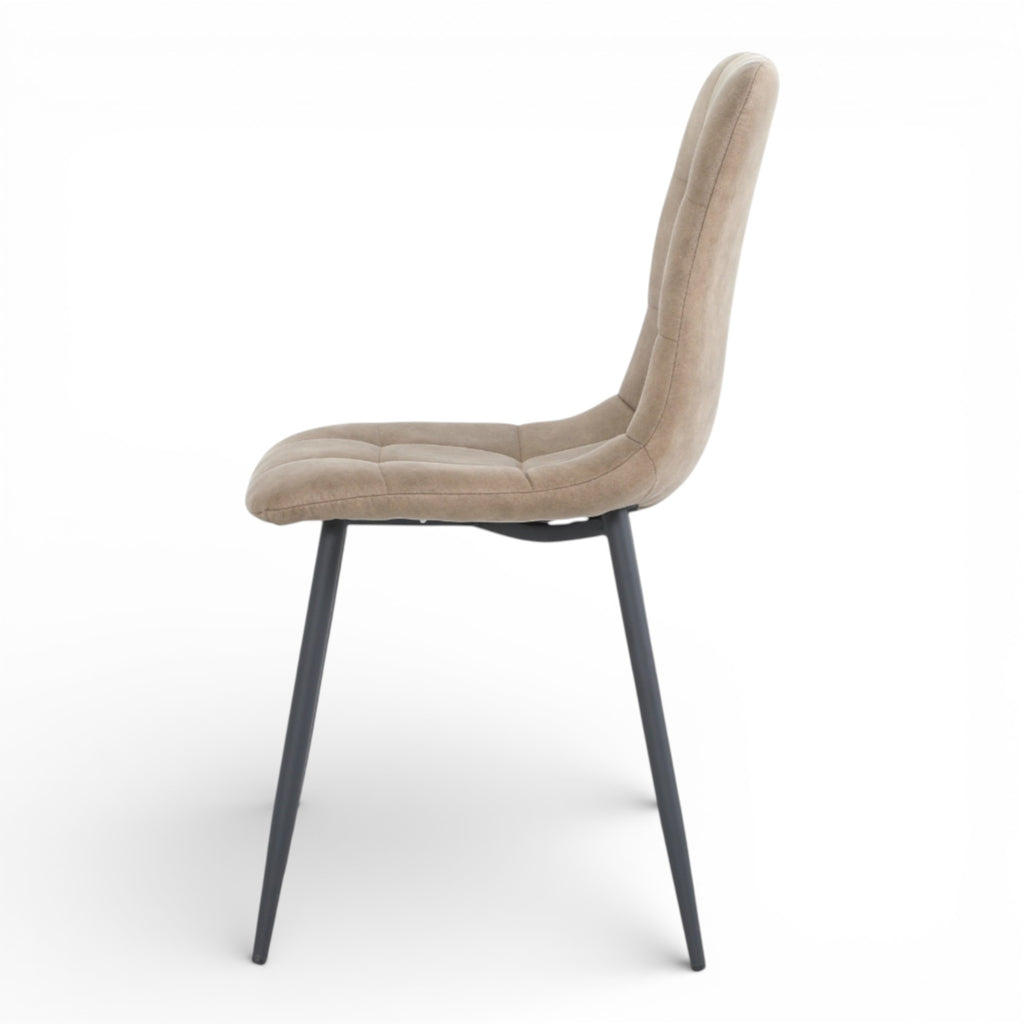 4 chaises tissu beige cowboy pieds métal noir - CLEO