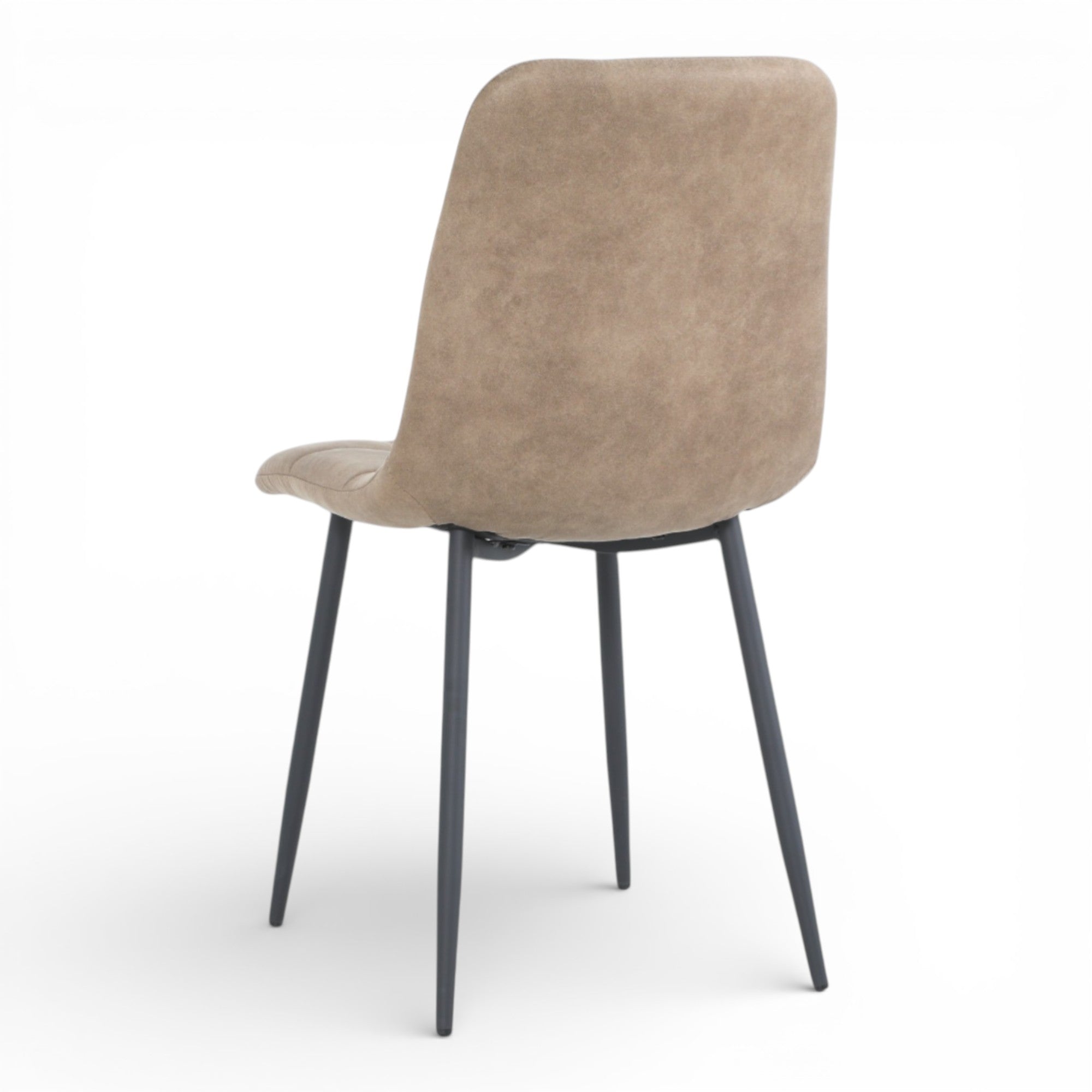 4 chaises tissu beige cowboy pieds métal noir - CLEO
