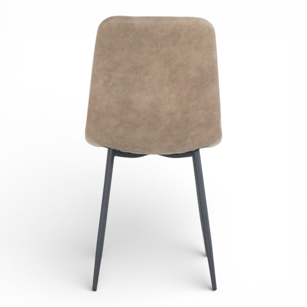 4 chaises tissu beige cowboy pieds métal noir - CLEO
