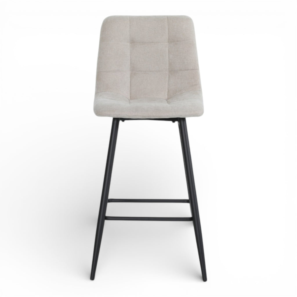 Lot de 2 chaises hautes / tabourets H65 cm tissu beige - MALOY
