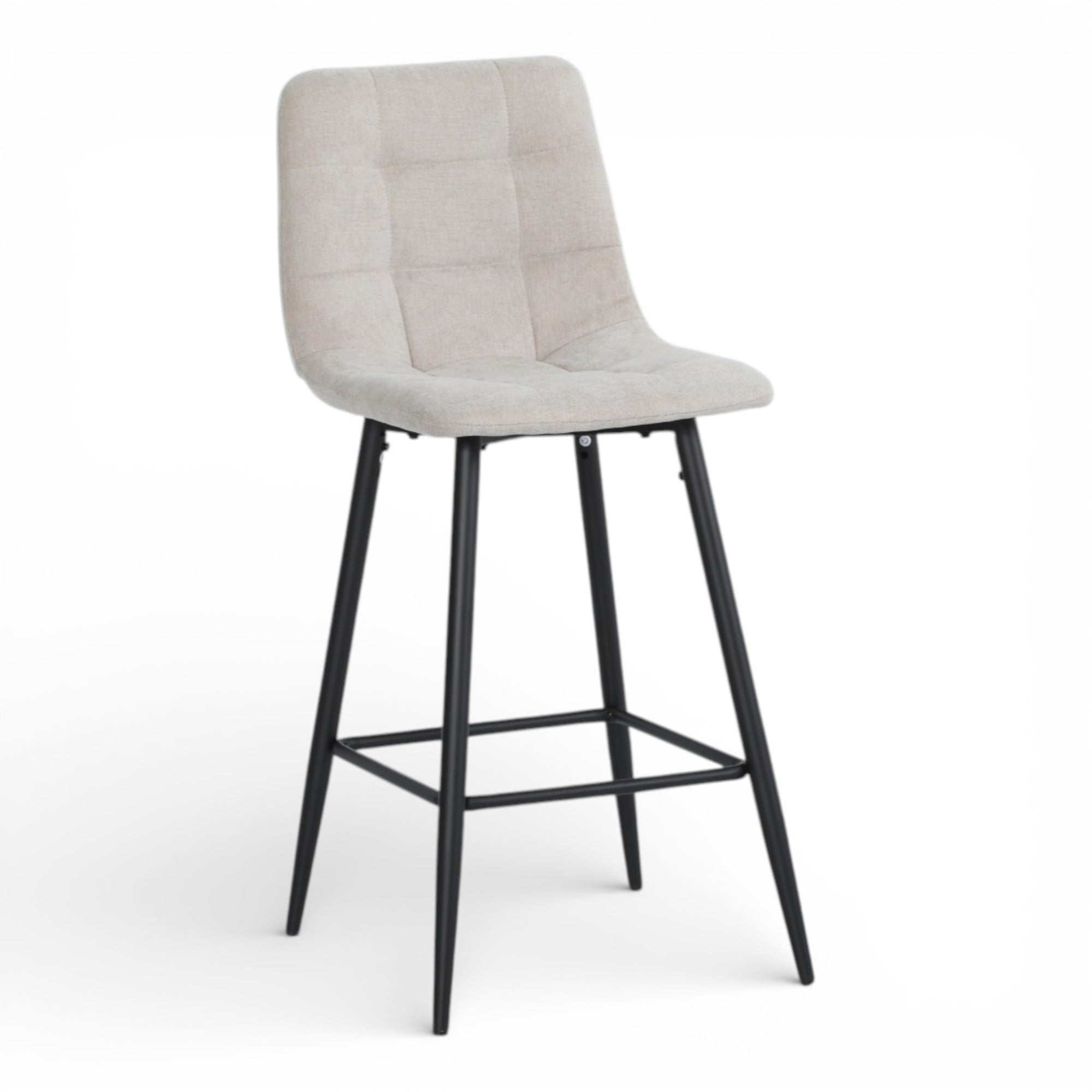 Lot de 2 chaises hautes / tabourets H65 cm tissu beige - MALOY