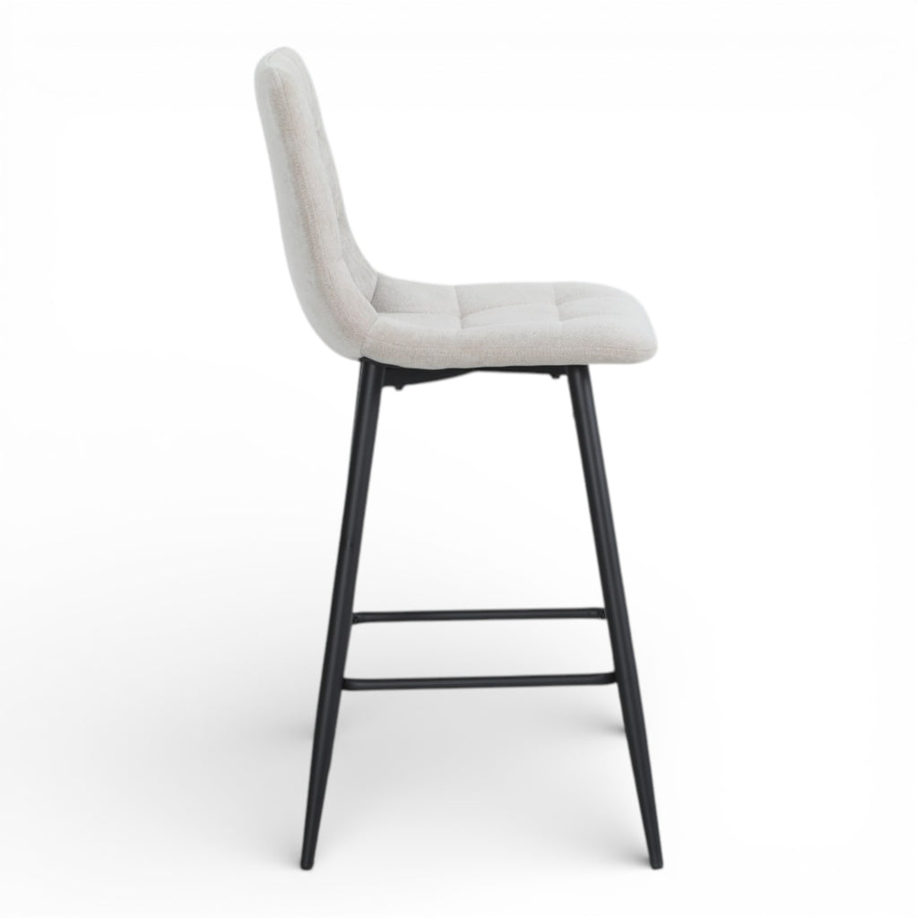 Lot de 2 chaises hautes / tabourets H65 cm tissu beige - MALOY