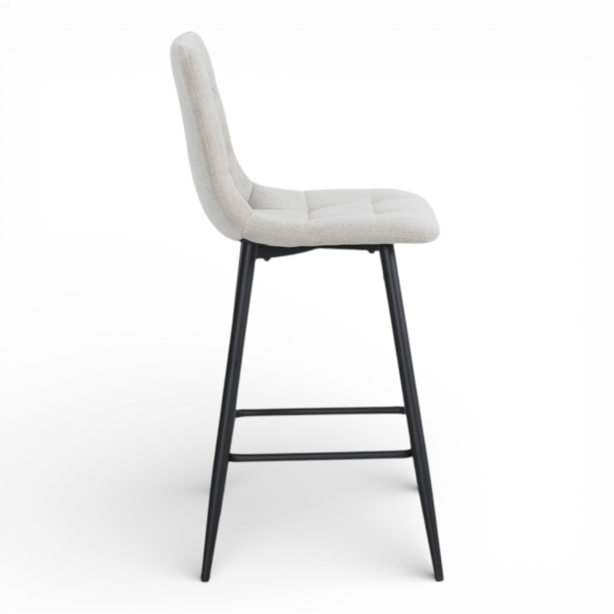 Lot de 2 chaises hautes / tabourets H65 cm tissu beige - MALOY