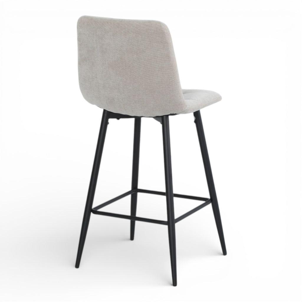 Lot de 2 chaises hautes / tabourets H65 cm tissu beige - MALOY