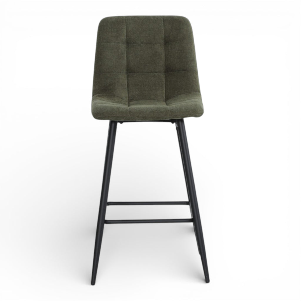 2 chaises hautes / tabourets H65 cm tissu vert - MALOY