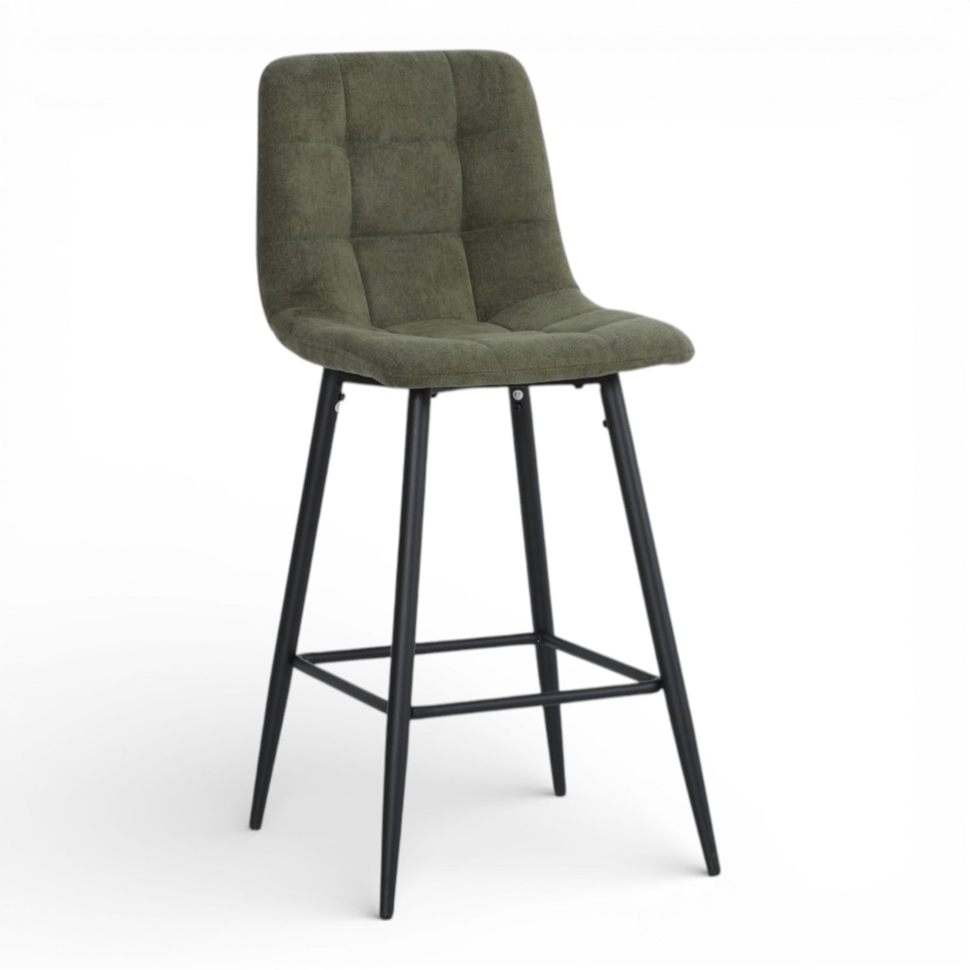 2 chaises hautes / tabourets H65 cm tissu vert - MALOY