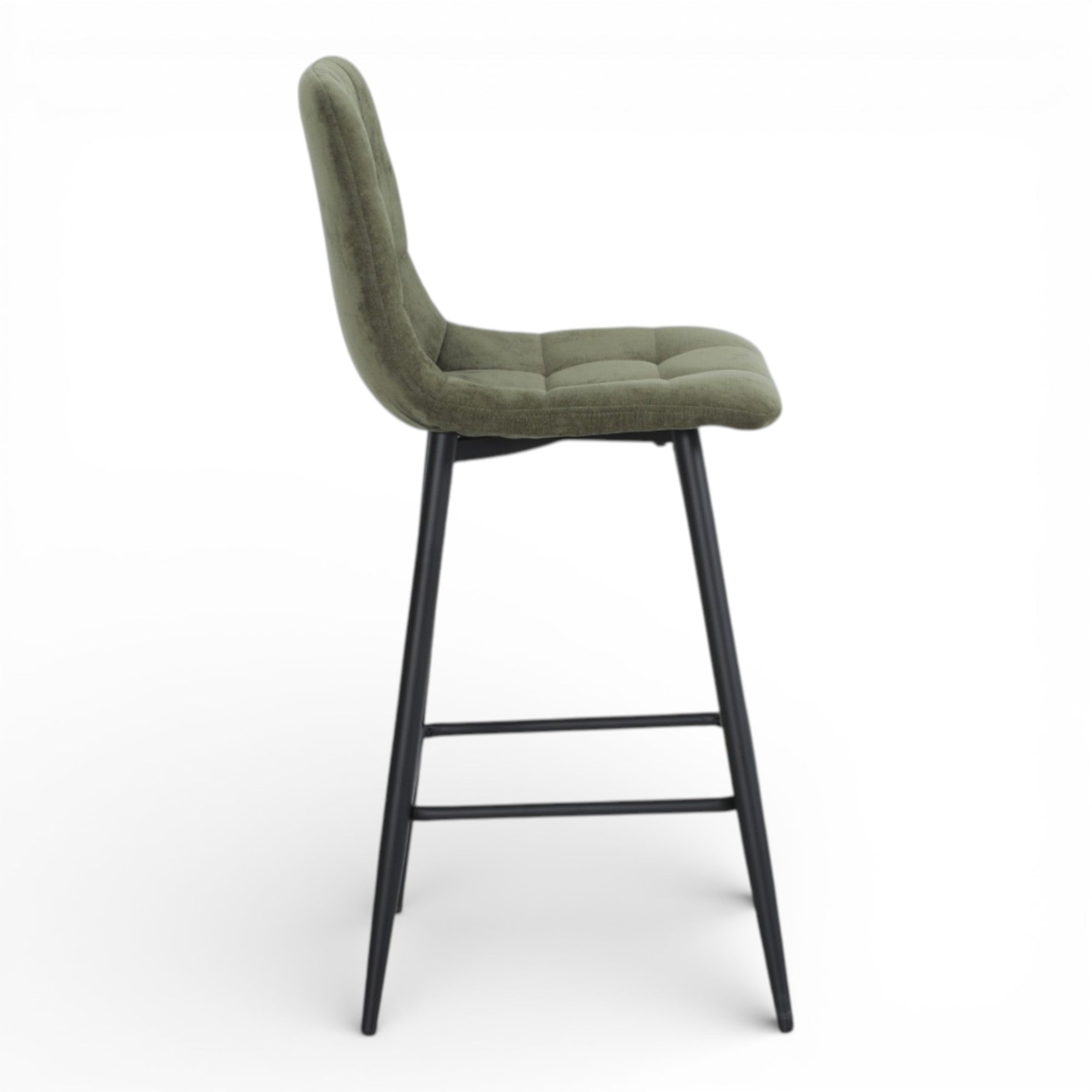 2 chaises hautes / tabourets H65 cm tissu vert - MALOY