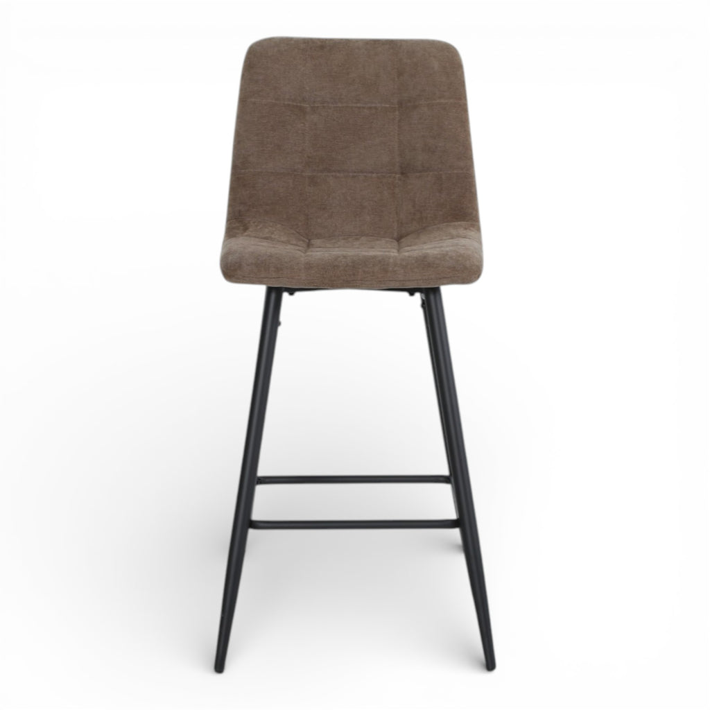 Lot de 2 chaises hautes / tabourets H65 cm tissu marron - MALOY