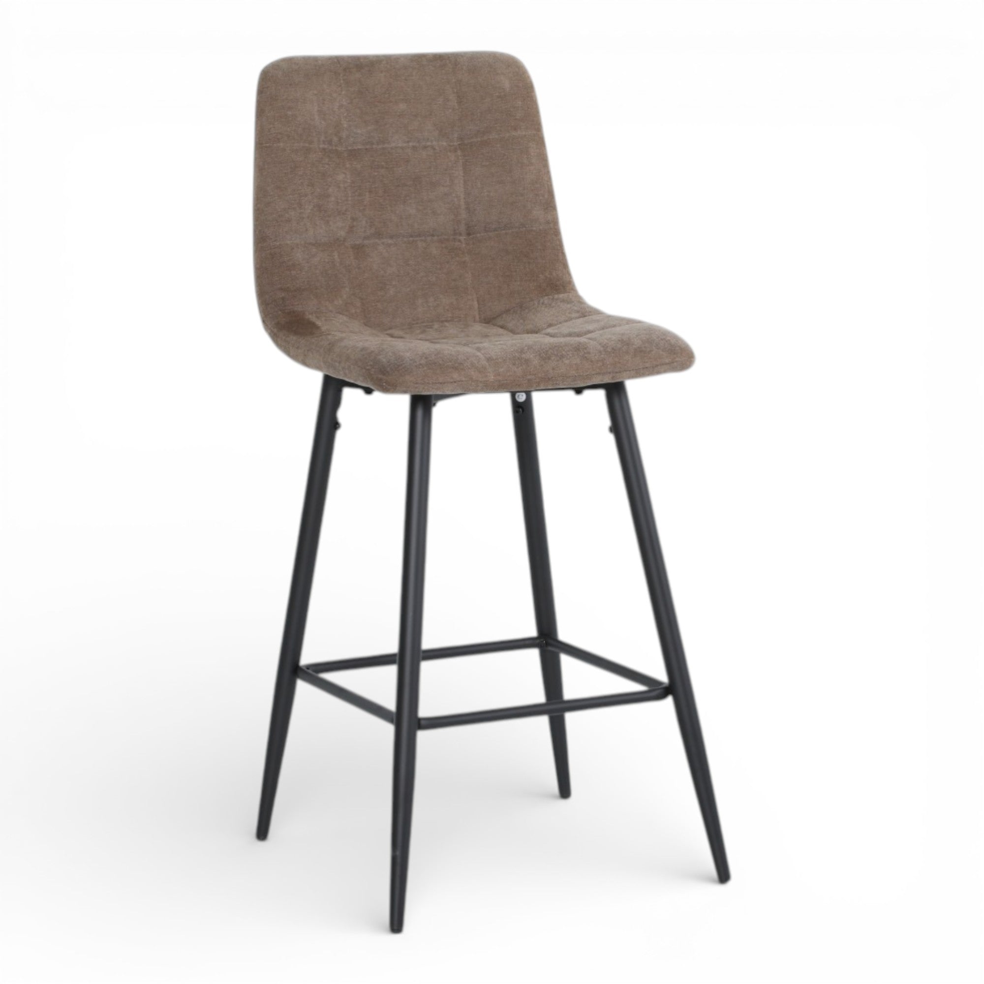 Lot de 2 chaises hautes / tabourets H65 cm tissu marron - MALOY