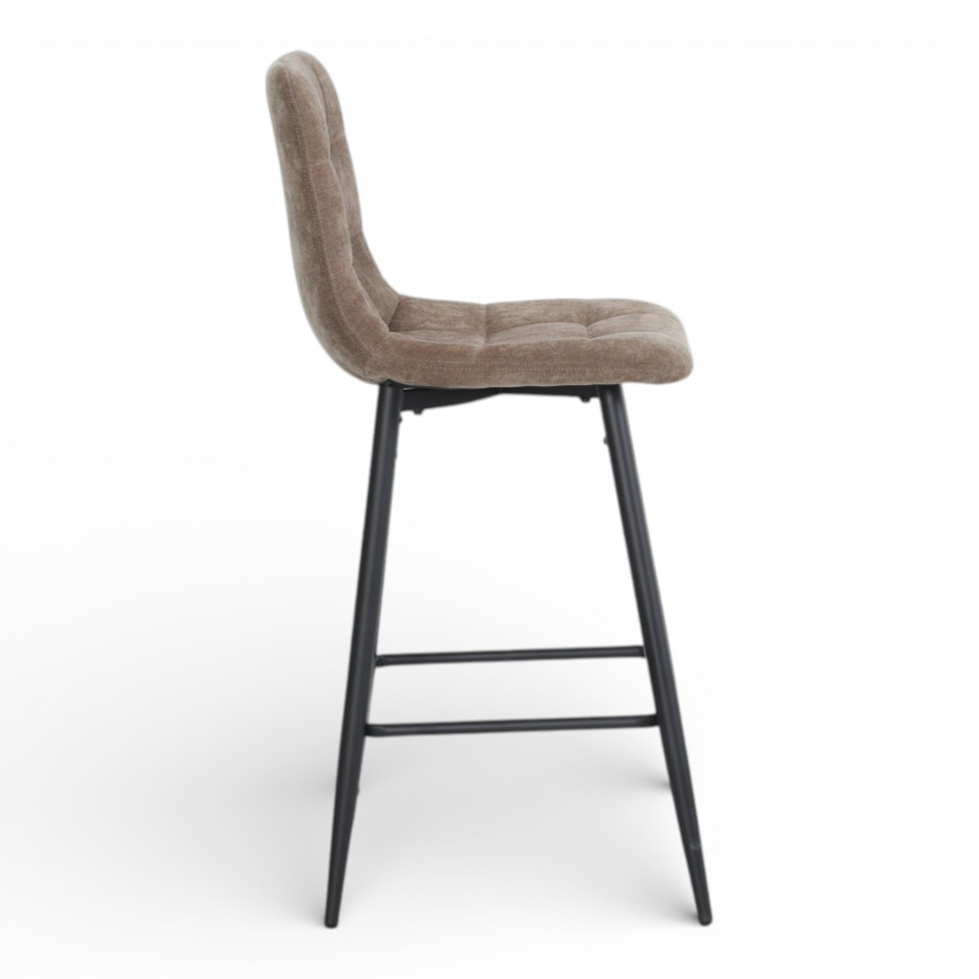 Lot de 2 chaises hautes / tabourets H65 cm tissu marron - MALOY