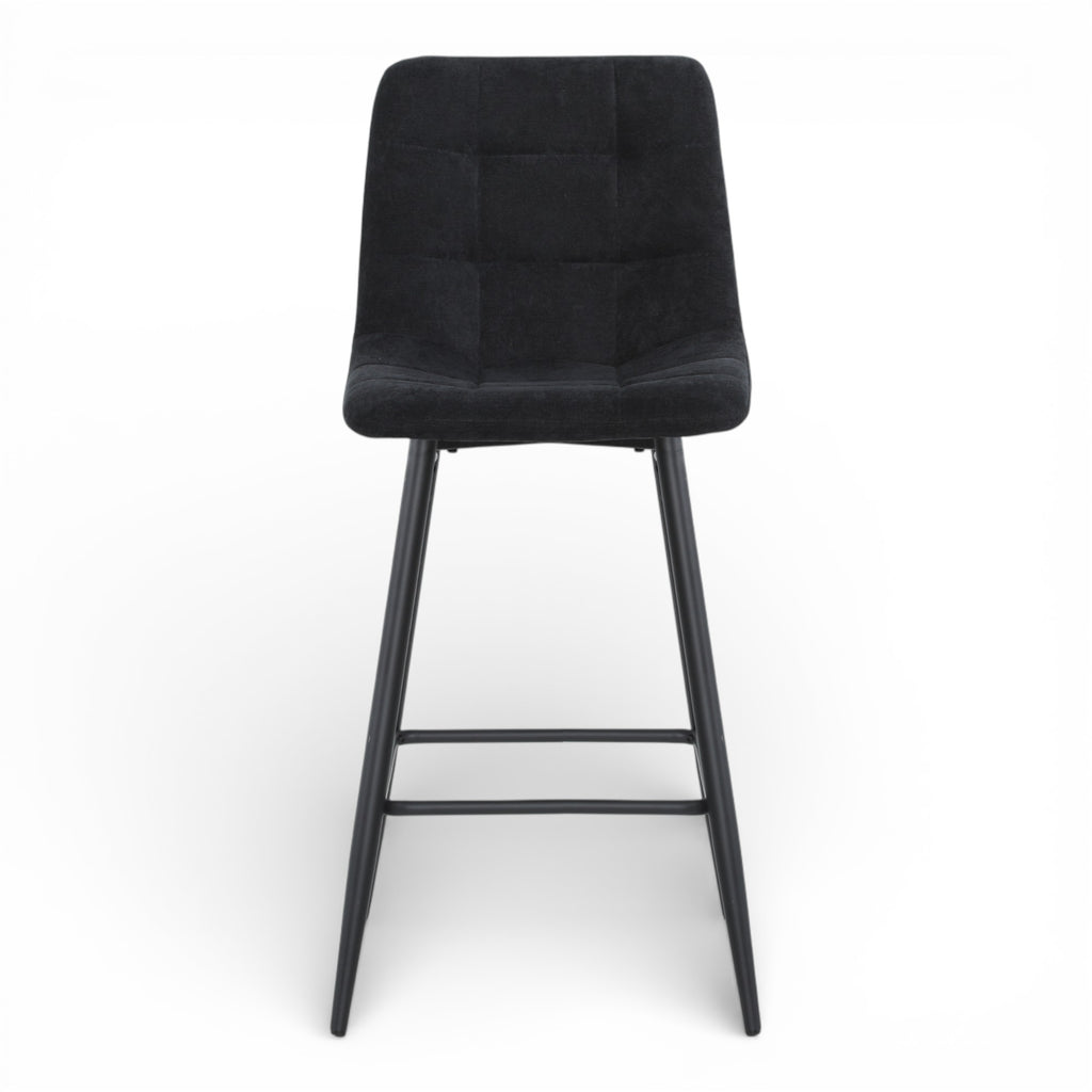 2 chaises hautes / tabourets H65 cm tissu NOIR - MALOY