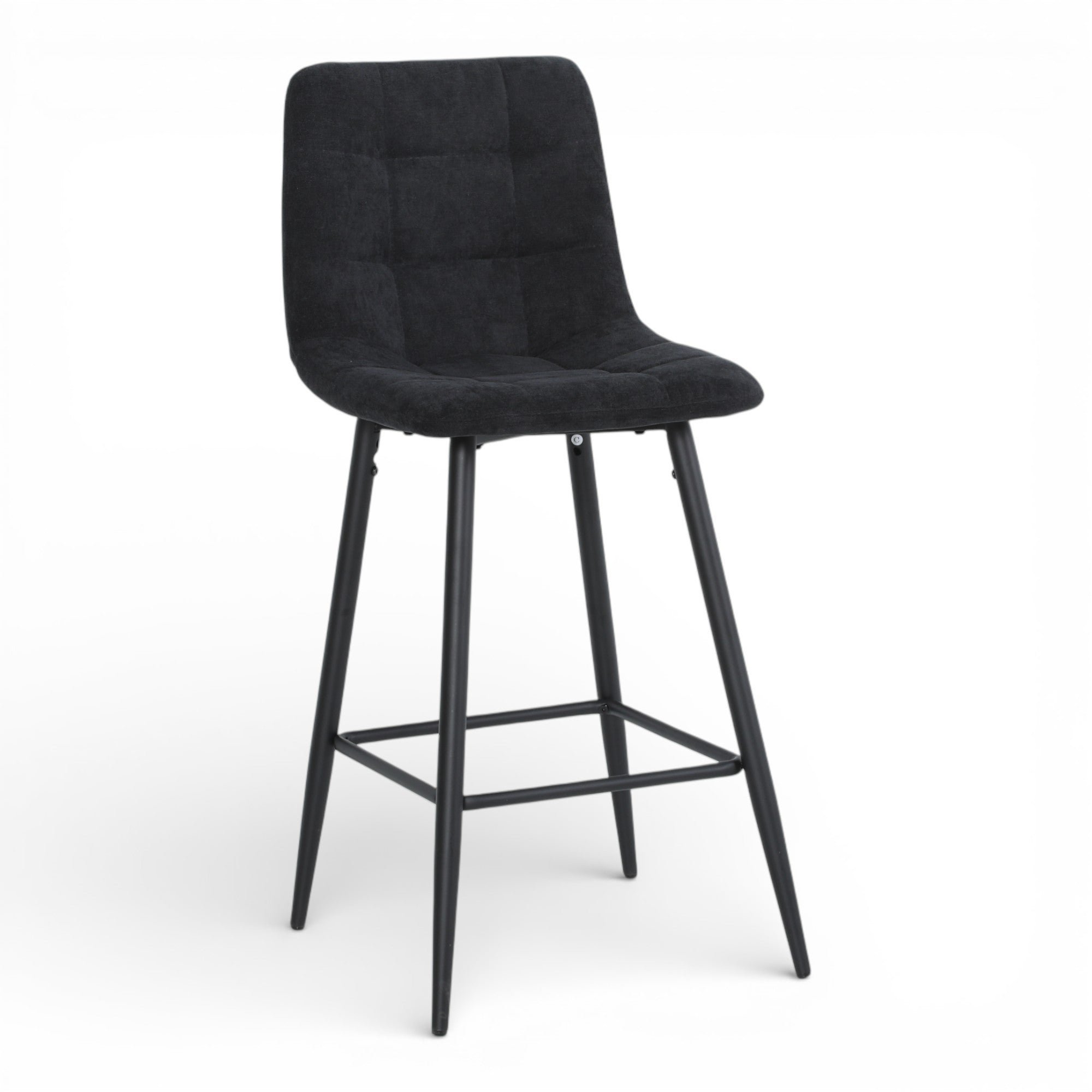 2 chaises hautes / tabourets H65 cm tissu NOIR - MALOY
