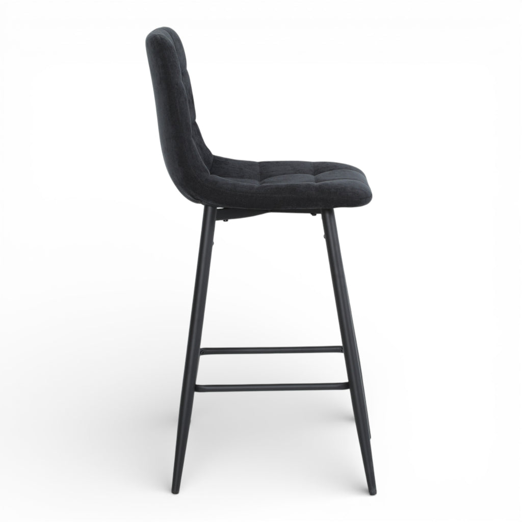 2 chaises hautes / tabourets H65 cm tissu NOIR - MALOY