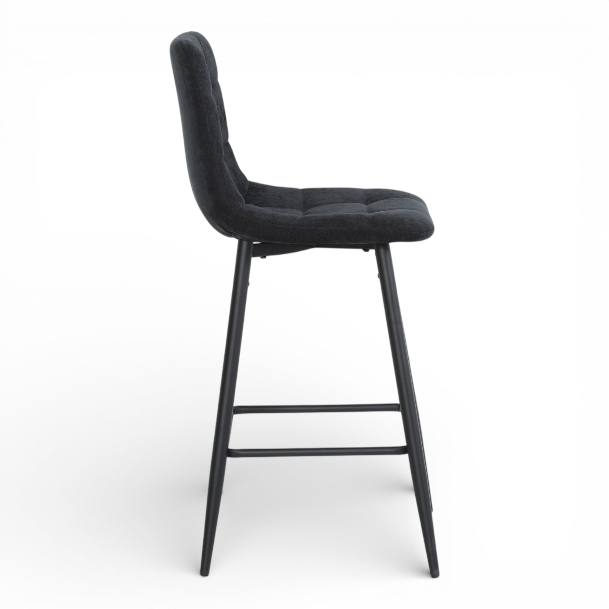2 chaises hautes / tabourets H65 cm tissu NOIR - MALOY