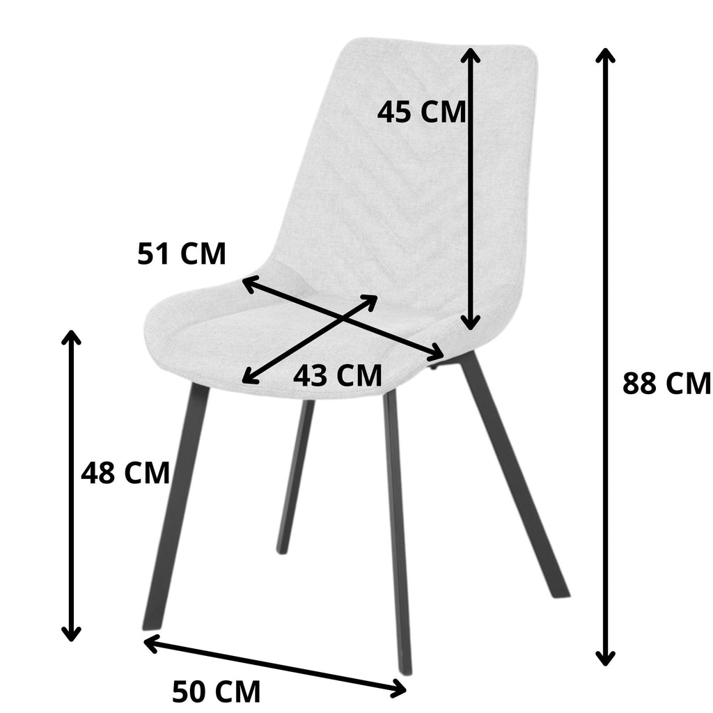 Lot de 4 chaises tissu beige pieds métal noir - ANGUS