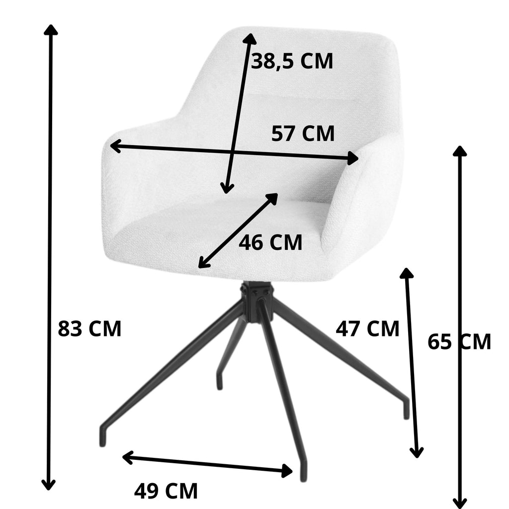 Lot de 2 chaises avec accoudoirs pivotantes tissu beige  - MORINI