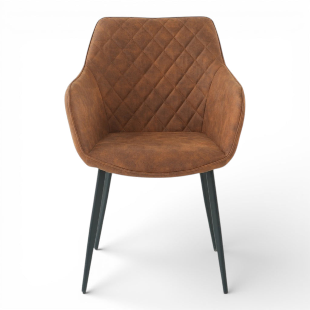 2 chaises avec accoudoirs tissu rouille pieds métal - ROLF