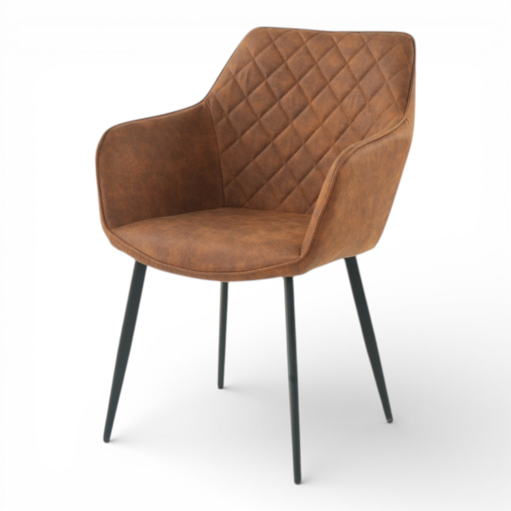 2 chaises avec accoudoirs tissu rouille pieds métal - ROLF