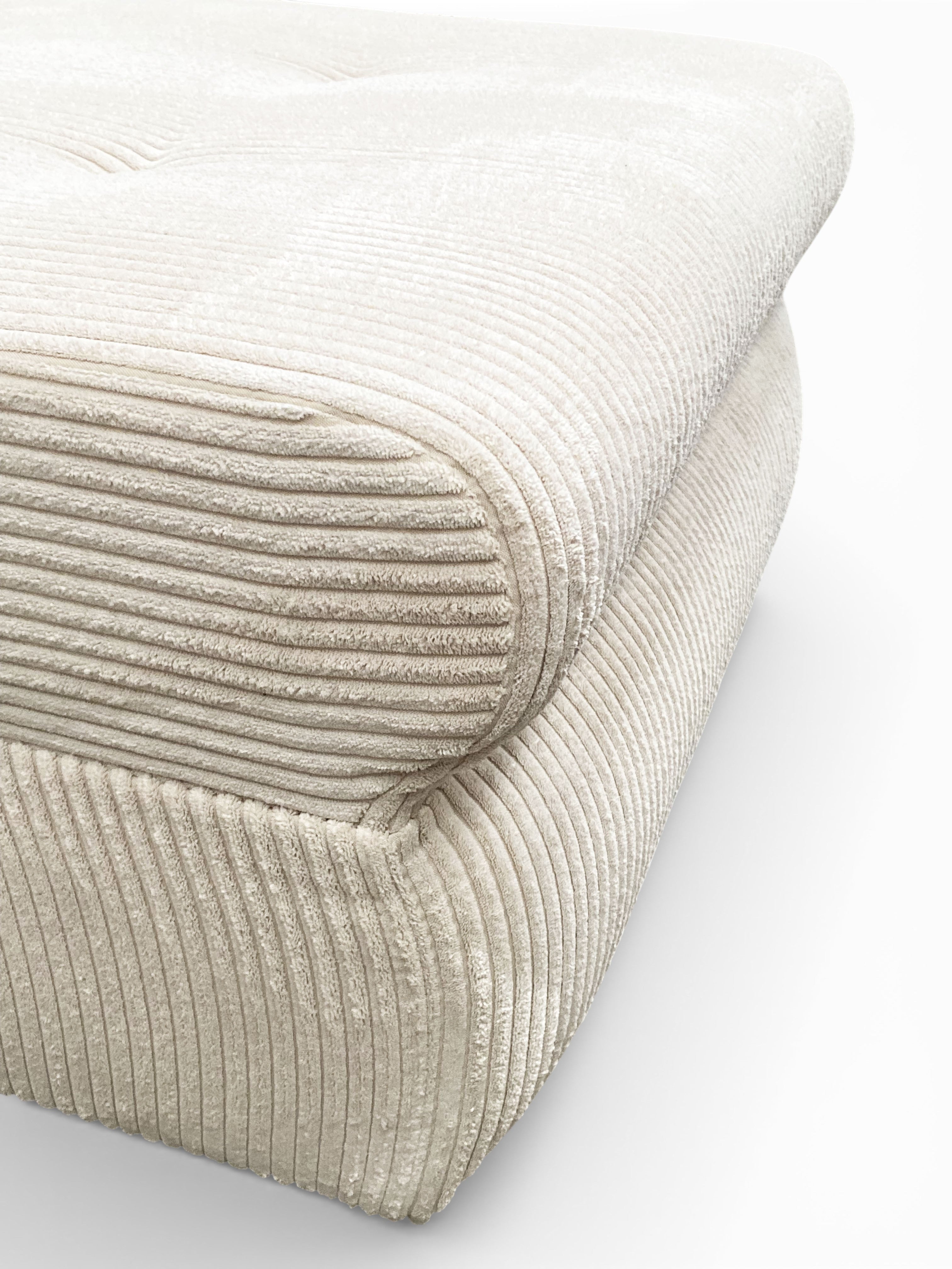 Canapé d'angle convertible velours côtelé beige - FARAH