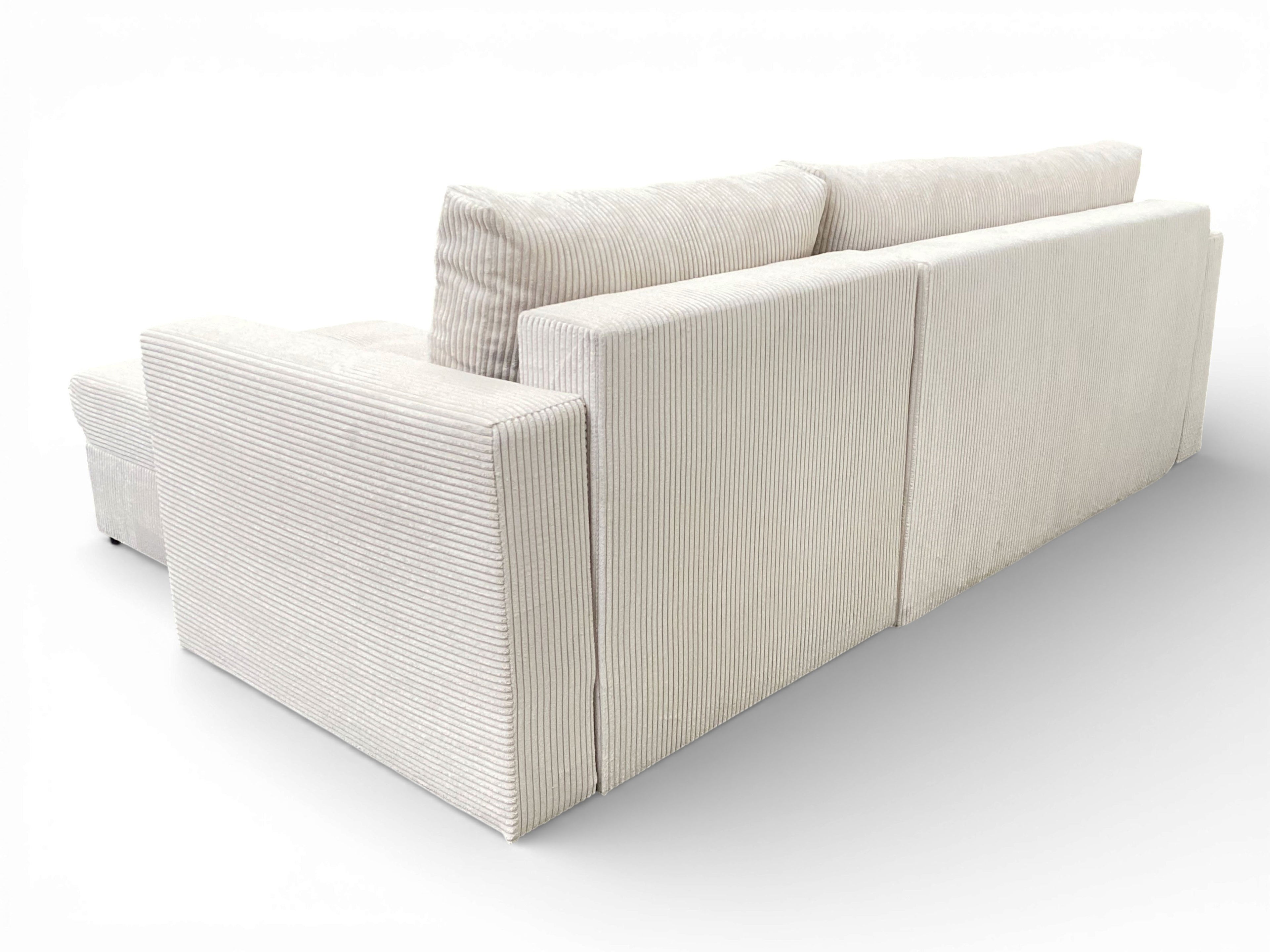 Canapé d'angle convertible velours côtelé beige - FARAH