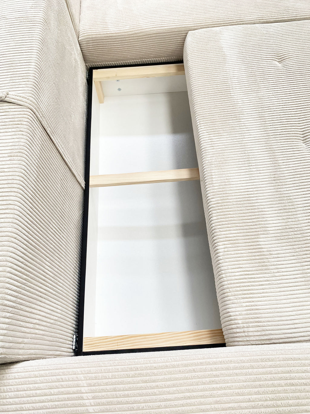 Canapé d'angle convertible velours côtelé beige - FARAH